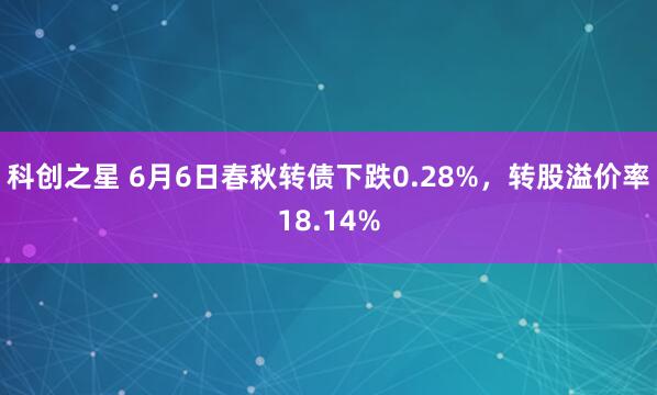 科创之星 6月6日春秋转债下跌0.28%，转股溢价率18.14%