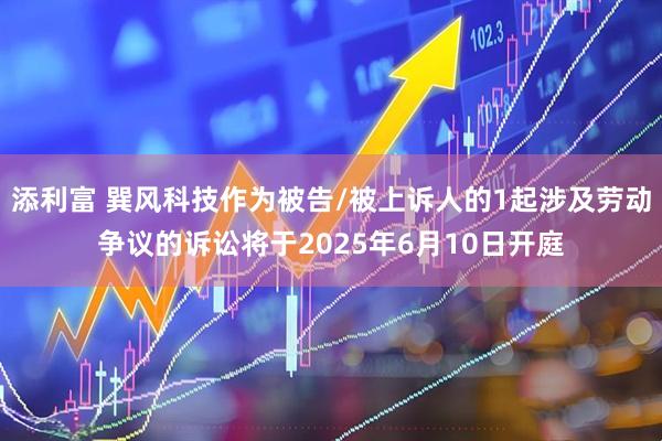 添利富 巽风科技作为被告/被上诉人的1起涉及劳动争议的诉讼将于2025年6月10日开庭
